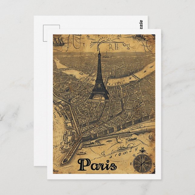 Eiffel Paris France Vintage Famous Travel Place Postcard (Front/Back)
