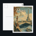 Eiffel Paris France Vintage Famous Travel Place Postcard<br><div class="desc">Eiffel Paris France Vintage Famous Travel Place</div>