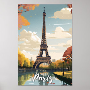 Eiffel Paris France Vintage Famous Travel Place Poster