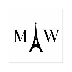 Eiffel Tower 2 Initial Wedding Monogram Self-inking Stamp