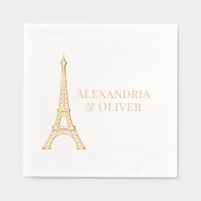 Eiffel Tower #2 Paris France Wedding Couple Foil Napkins (Front)