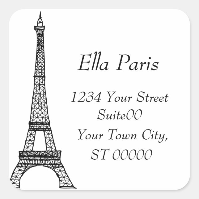 Eiffel Tower Address Sticker (Front)