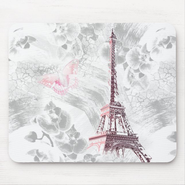Eiffel tower against the background of orchids mouse mat (Front)