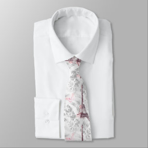 Eiffel tower against the background of orchids tie