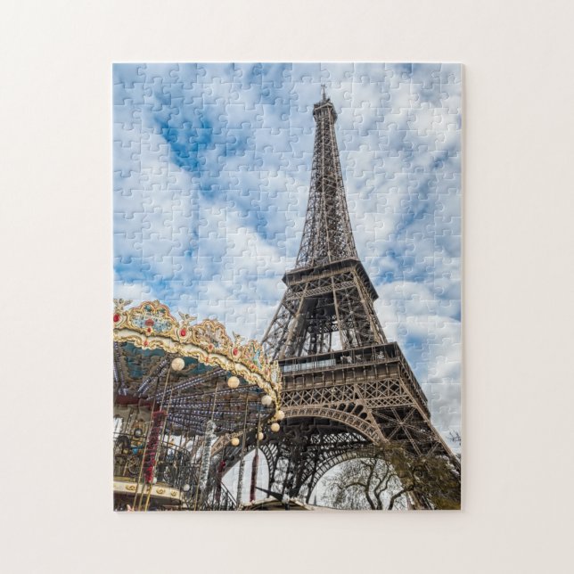 Eiffel tower and carousel - Paris, France, Europe Jigsaw Puzzle (Vertical)