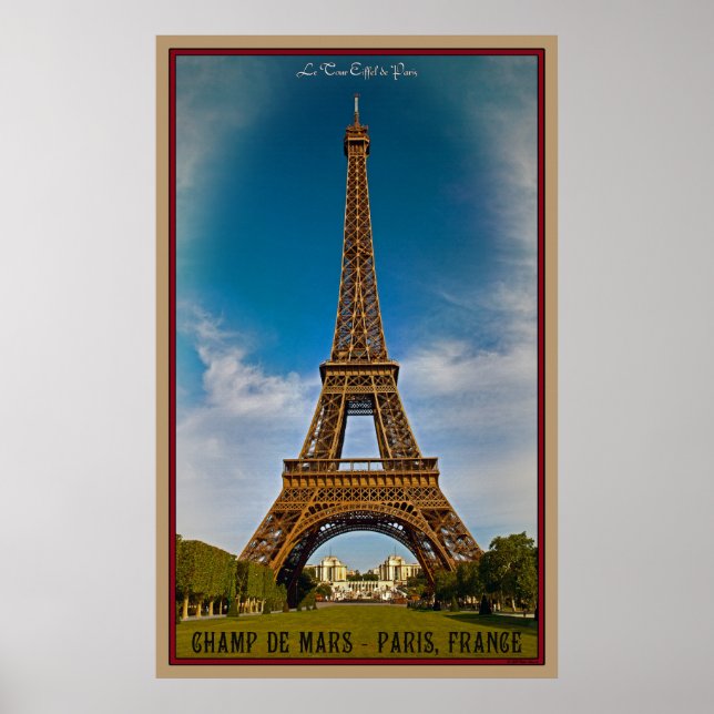 Eiffel Tower and Champ de Mars Poster (Front)