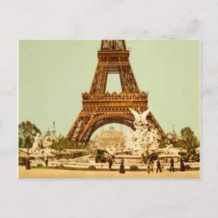 Eiffel Tower and fountain, Expositio, Paris France Postcard