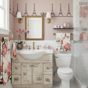 Eiffel Tower and hydrangea  Bath Towel Set