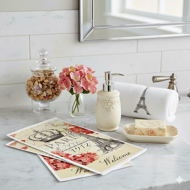 Eiffel Tower and hydrangea  Napkin (Creator Uploaded)