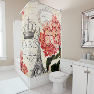 Eiffel Tower and hydrangea  Shower Curtain