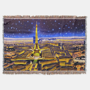 Eiffel Tower and Paris Under the Stars Throw Blanket