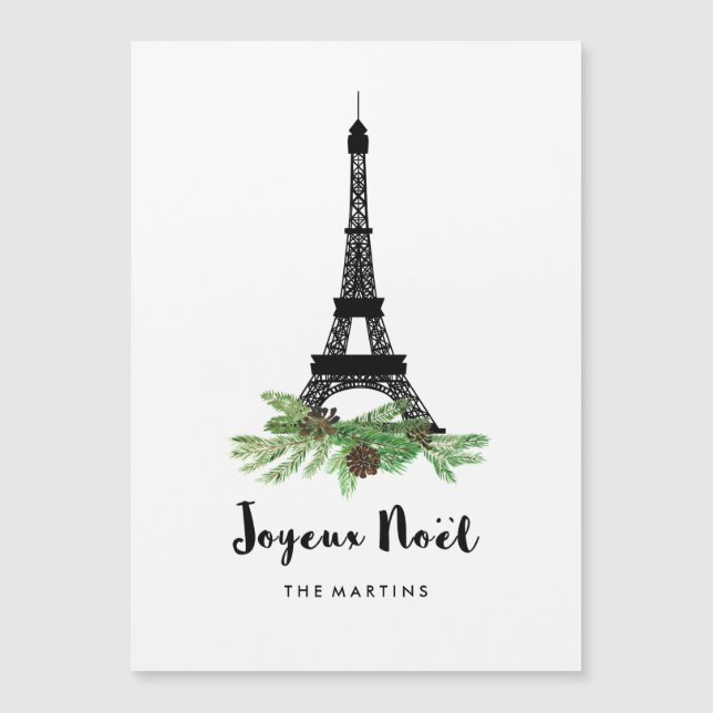 Eiffel Tower and Pine Modern Joyeux Noel (Front)