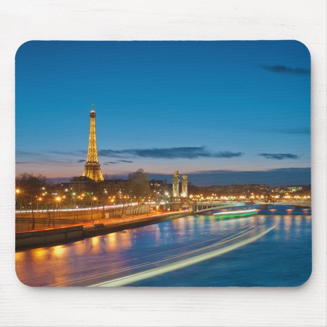 Eiffel Tower and Pont Alexandre III at Night Mouse Mat (Front)