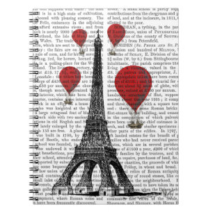 Eiffel Tower and Red Hot Air Balloons Notebook