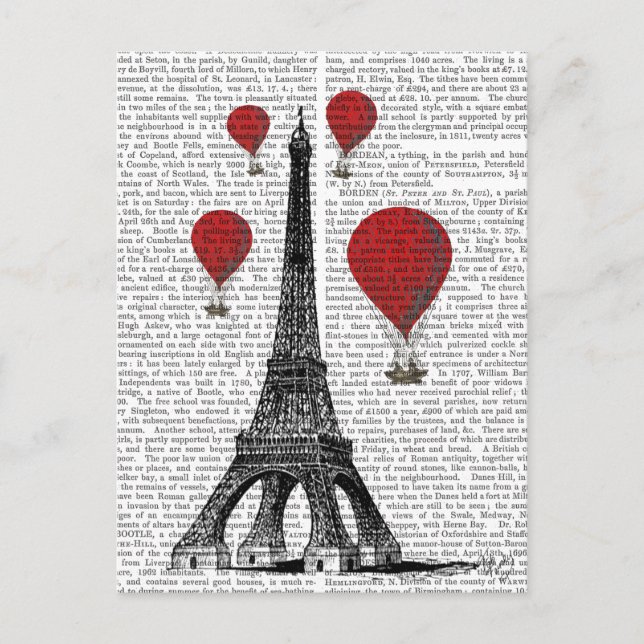Eiffel Tower and Red Hot Air Balloons Postcard (Front)