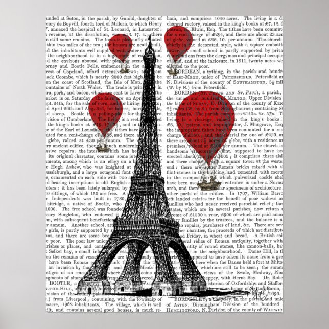 Eiffel Tower and Red Hot Air Balloons Poster (Front)
