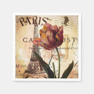 Eiffel tower and tulip napkin