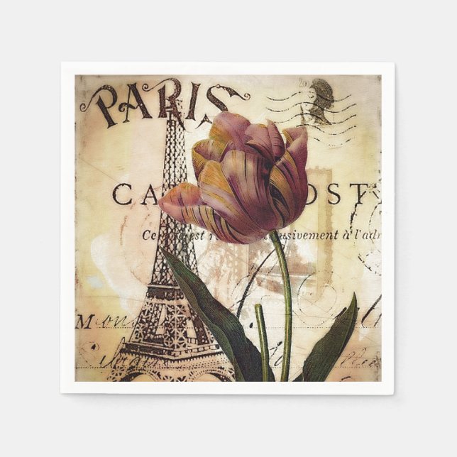 Eiffel tower and tulip napkin (Front)