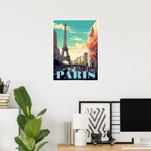 Eiffel Tower art vintage paris tower france gifts Poster