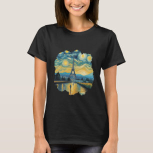 Eiffel Tower Artwork Louvre Museum French Tourist T-Shirt