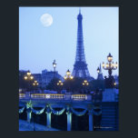 Eiffel Tower at Dusk Poster<br><div class="desc">moonrise  above crowded bridgeway | Grant Faint | AssetID: 91956328</div>