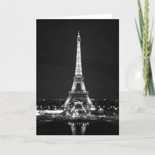 Eiffel Tower at Night - B/W Card