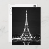 Eiffel Tower at Night - B/W Postcard (Front/Back)