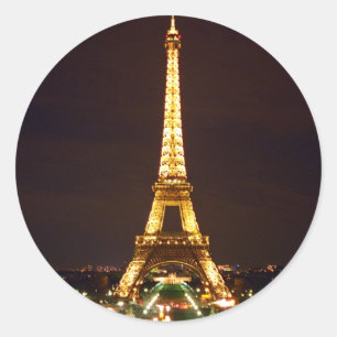 Eiffel Tower at Night Classic Round Sticker
