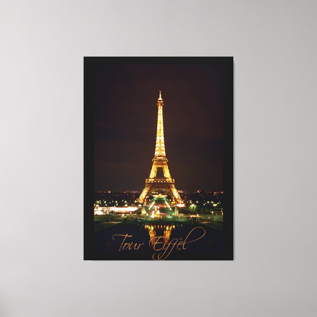 Eiffel Tower at Night on Wrapped Canvas (Front)