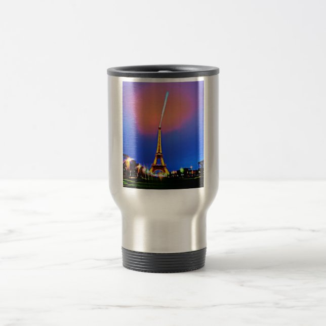 Eiffel Tower at Night Painting Travel Mug (Center)
