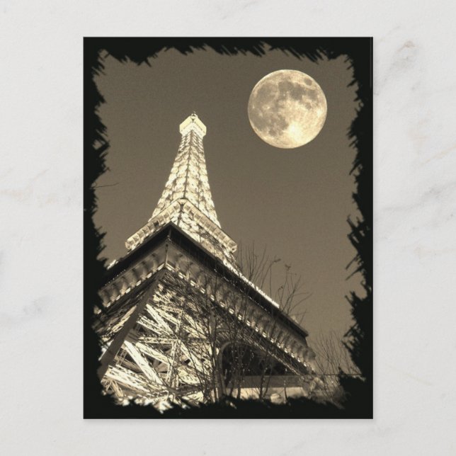 Eiffel Tower at Paris Las Vegas under a Full Moon Postcard (Front)