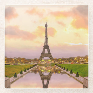 Eiffel Tower at Sunrise from Trocadero Fountains Glass Coaster