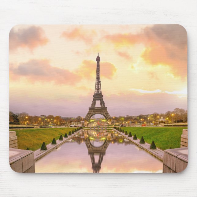 Eiffel Tower at Sunrise from Trocadero Fountains Mouse Mat (Front)