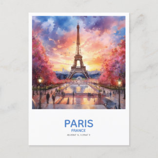Eiffel Tower at Sunset - Paris, France Postcard