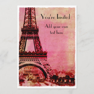 Eiffel Tower at Sunset Vintage Style Invitation