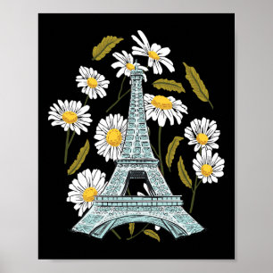 Eiffel Tower Autumn Flower Paris Fall In France So Poster
