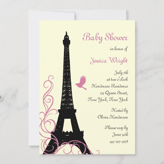Eiffel Tower Baby Shower Invitation (Front)