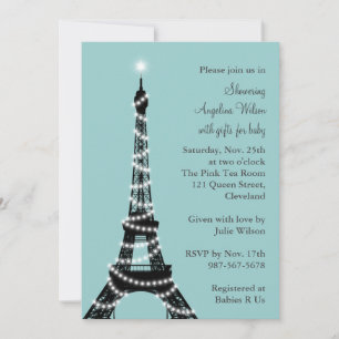 Eiffel Tower Baby Shower Invitation (turquoise)