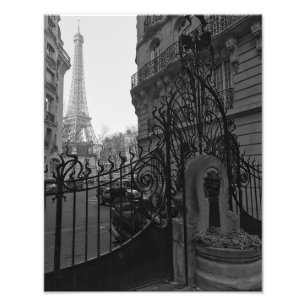 Eiffel Tower Black and White Art Nouveau Photo Pri