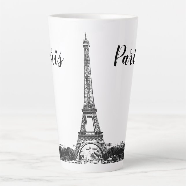 Eiffel tower black and white latte mug (Front)