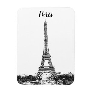 Eiffel tower black and white magnet