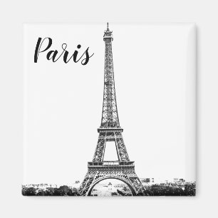 Eiffel tower black and white magnet