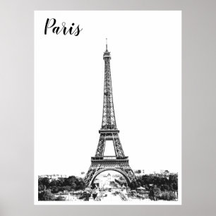 Eiffel tower black and white poster