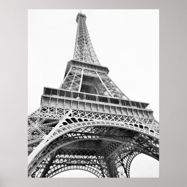 Eiffel Tower Black and White Poster (Front)