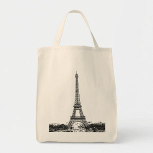 Eiffel tower black and white tote bag
