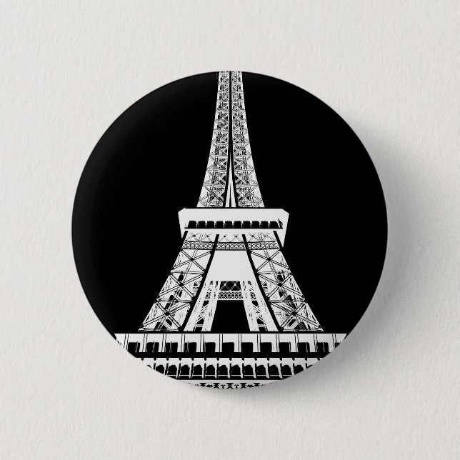 Eiffel Tower Black White Image 6 Cm Round Badge (Front)