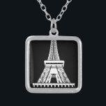 Eiffel Tower Black White Image Silver Plated Necklace<br><div class="desc">Paris Eiffel Tower Black and White Artwork Image</div>