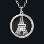 Eiffel Tower Black White Image Silver Plated Necklace<br><div class="desc">Paris Eiffel Tower Black and White Artwork Image</div>