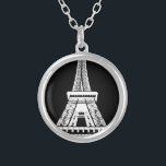 Eiffel Tower Black White Image Silver Plated Necklace<br><div class="desc">Paris Eiffel Tower Black and White Artwork Image</div>