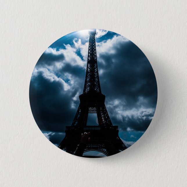 Eiffel Tower Blue Night 6 Cm Round Badge (Front)